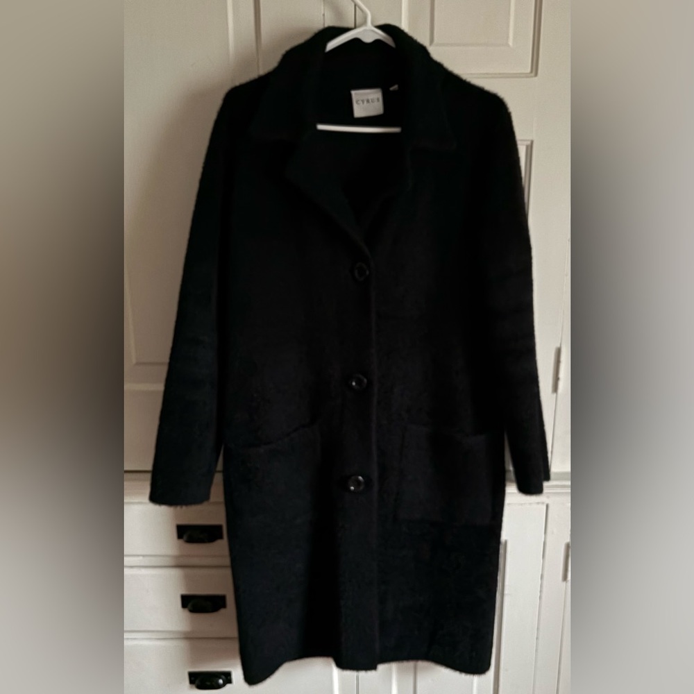 Faux Alpaca Black Trench Coat